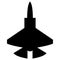 flat design template of black fighter plane silhouette icon