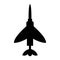 flat design template of black fighter plane silhouette icon