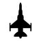 flat design template of black fighter plane silhouette icon