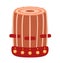 Flat design of a traditional wooden bongo drum. Percussion music instrument vector illustration