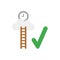 Flat design vector concept of clock on cloud with wooden ladder