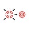 Flat design vector concept of four part bulls eye and unite