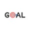 Flat design vector concept of goal word with bulls eye and dart