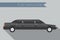 Flat design vector illustration city Transportation, limousine, side view