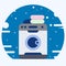 Flat design vector illustration of modern washing machine with towels