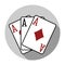 Flat design vector three aces playing cards icon, isolated