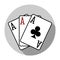 Flat design vector three aces playing cards icon, isolated