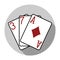 Flat design vector three diamonds playing cards icon, isolated