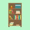 Flat design wardrobe of cupboard icon isolated vintage lifestyle retro larder with shelves and storage box interior