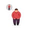 Flat design young man thinks how to lose weight and become thin