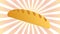 Flat detailed fresh long loaf of white wheat bread. Baked food icon. Design element for bakery store promo, pastry shop