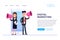 Flat digital marketing concept. Businessman and Businesswoman speaks in megaphone against the background of an mobile