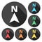 Flat direction arrow icon set, North direction compass