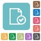 Flat document accepted icons on square color backgrounds