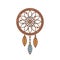 Flat dreamcatcher thin lined icon, indian symbol logotype