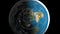 Flat Earth 3D Model. Top view with a clouds layer. Day and Night. Ancient, geocentric concept of universe. Satellite Map.