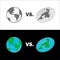 Flat Earth vs Sphere Earth map. Isolated vector illustration.