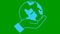 Flat ecology icon. The earth spins in hand. Blue symbol. Looped video. Concept of ecology care, saving the planet.