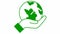 Flat ecology icon. The earth spins in hand. Green symbol. Concept of ecology care, saving the planet.