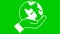 Flat ecology icon. The earth spins in hand. White symbol. Concept of ecology care, saving the planet.