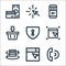 Flat ecommerce line icons. linear set. quality vector line set such as call, search, return, select, lock, add to basket, online