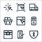 Flat ecommerce line icons. linear set. quality vector line set such as lock, confirmation, best buy, online store, search,