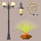 Flat electric lantern city lamp street urban lights fitting illuminator technology light bulb electricity vector