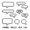 Flat empty pixel chat bubbles with a few popular words