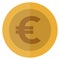 Flat euro currency round coin. Europe. Casino currency, gambling coin, vector illustration isolated on white background.