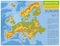 Flat Europe physical map constructor elements on the water surface. Build your own geography infographics collection