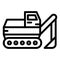 Flat excavator line icon. Bulldozer vector illustration isolated on white. Loader outline style design, designed for web