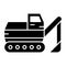 Flat excavator solid icon. Bulldozer vector illustration isolated on white. Loader glyph style design, designed for web