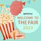 Flat fair posts set Vector illustration.