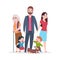 Flat family. Happy hugging people characters standing together, group of kids and parents grandparents. Vector cartoon