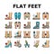 Flat Feet Disease Collection Icons Set Vector