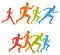 Flat figures marathoner. Colored silhouettes of runner.