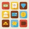 Flat Finance and Banking Squared App Icons Set