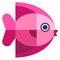 Flat fish icon. Pink aquarium exotic animal