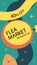 Flat flea market shopping posts stories set Vector illustration.