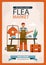 Flat flea market shopping vertical poster template Vector illustration.