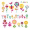 Flat Flower. Colorful Spring Flowers Icons