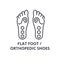 Flat foot, orthopedic shoes thin line icon, sign, symbol, illustation, linear concept, vector
