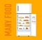 Flat fridge full of many food background concept. Vector illustration design