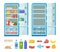 Flat fridge vector. Full and empty refrigerator in the kitchen. Freezer and food illustration