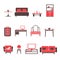 Flat Furniture Icons and Symbols Set for Living Room Isolated Vector Illustration