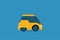 Flat future car vector isolated on color background