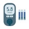 Flat glucometer set for people with diabetes - electronic glucometer and standard test strips