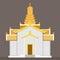 Flat gold Thai temple vector with brown background