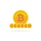 Flat golden bitcoins. Currency symbols of the world. Flat style