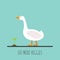 Flat goose with sprout. Flat goose icon. Eat more veggies. Vector illustration